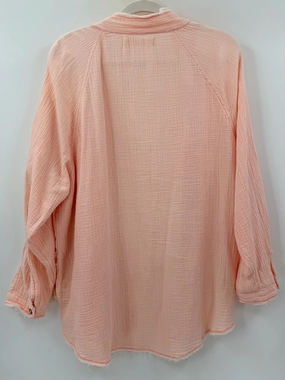 Free People Pink Summer Daydream Oversized Button Down Cotton Gauze Shirt Medium
